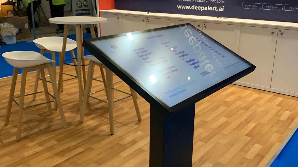 Touchscreen display used by Deep Alert at The Security Event in 2025, designed and built by Booth Exhibits™.