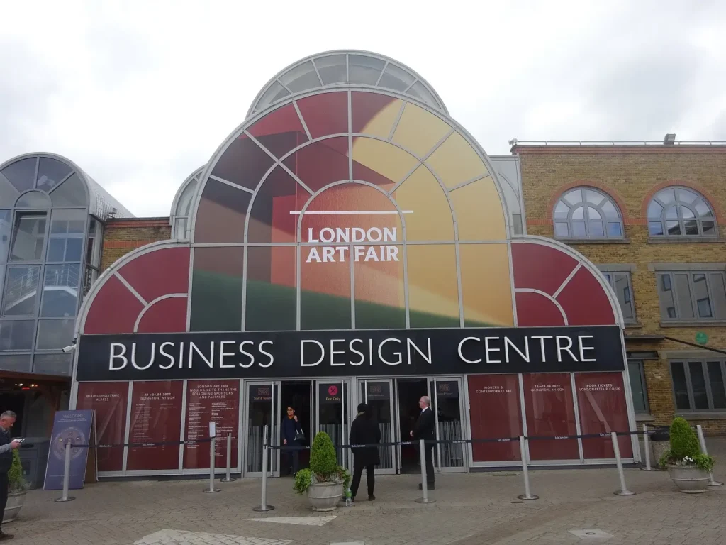 The entrance to the London Business Design Centre in Islington during the London Art Fair. 