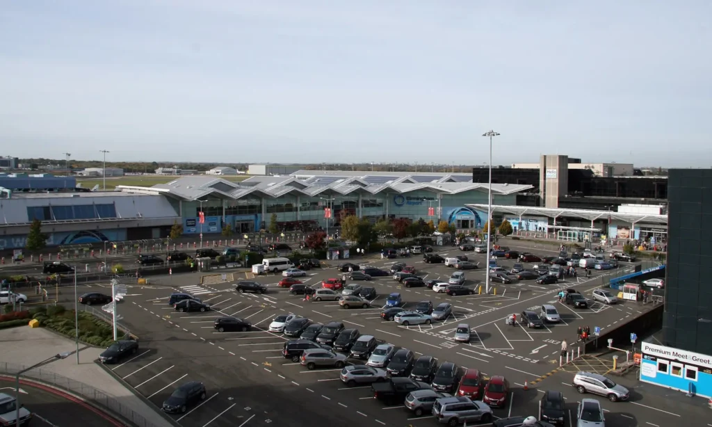 Main parking lot outside Birmingham airport. 