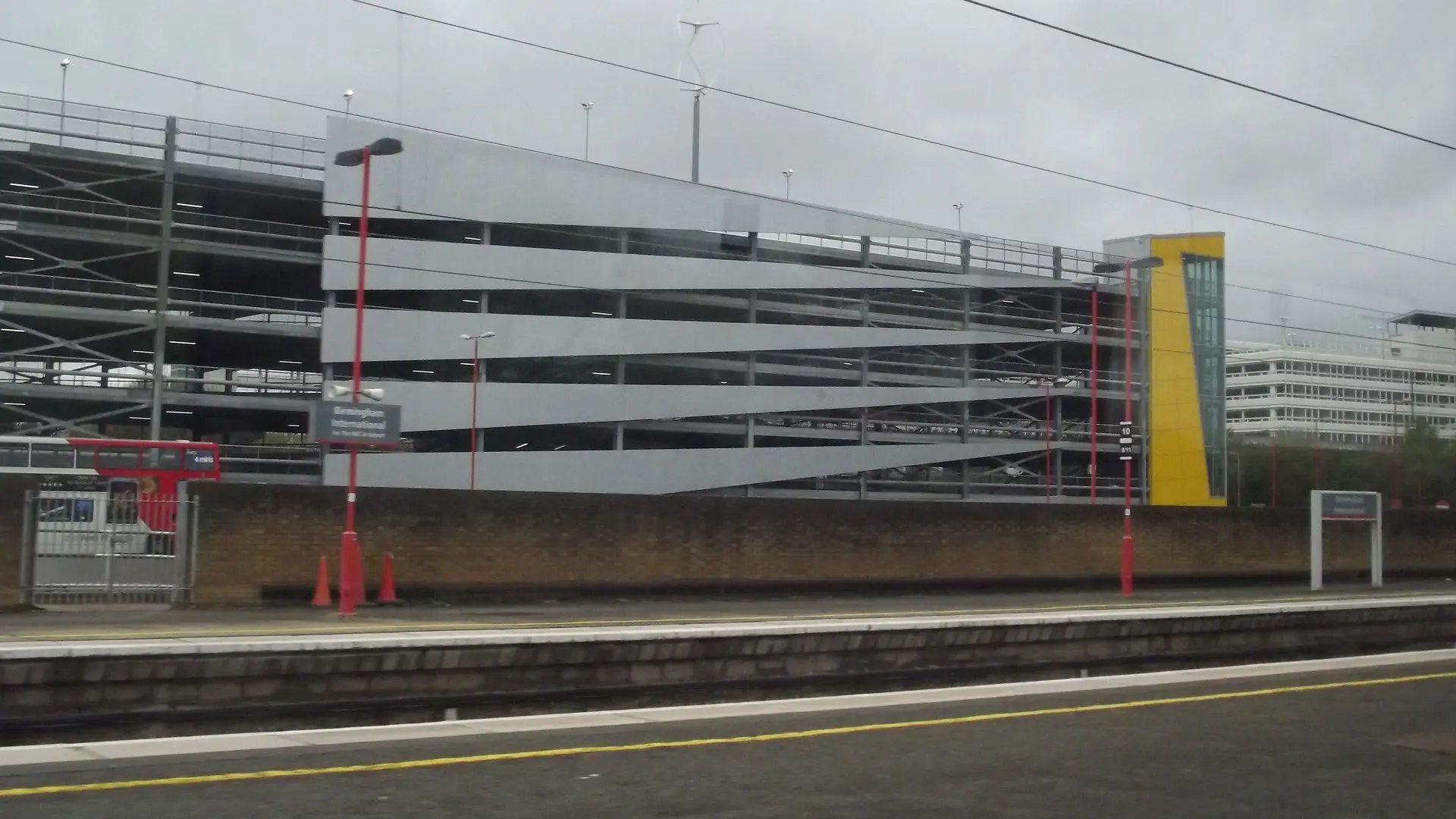 Modern parking structure near Birmingham International train station.