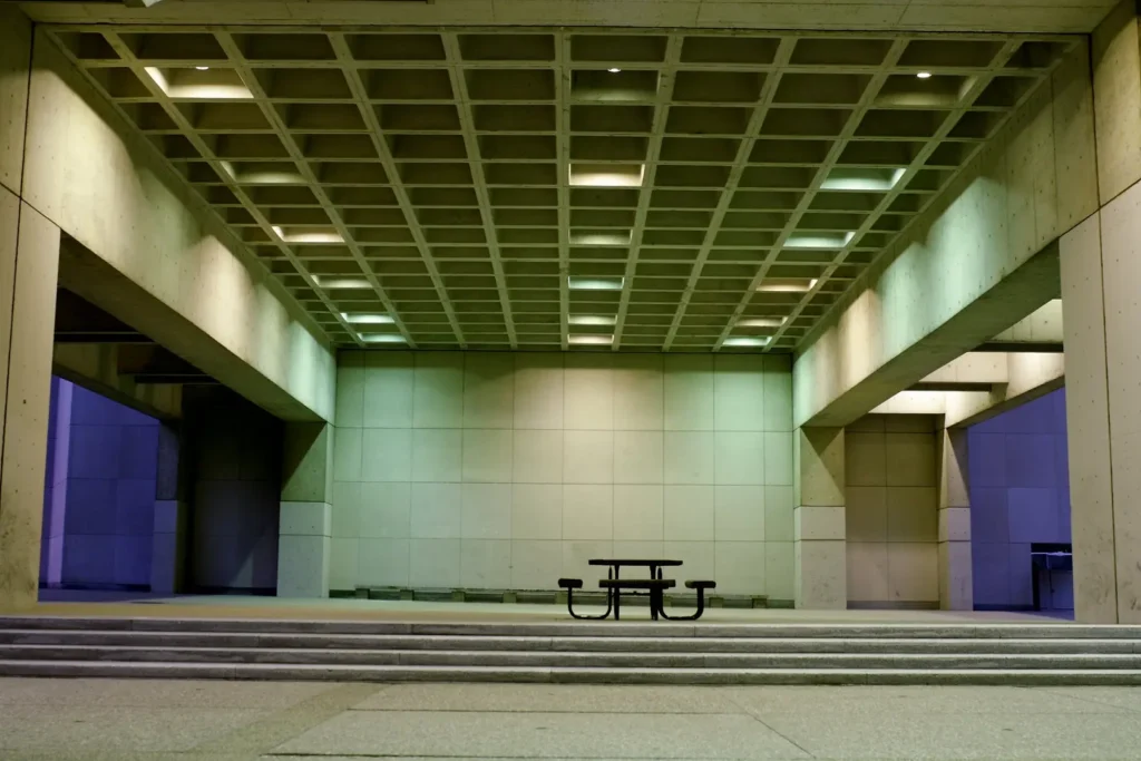 A table in a large room