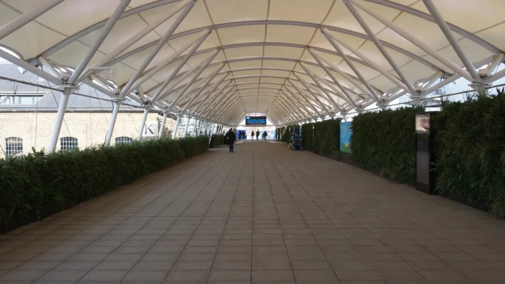 Skybridge walkway for pedestrians at the ExCeL.