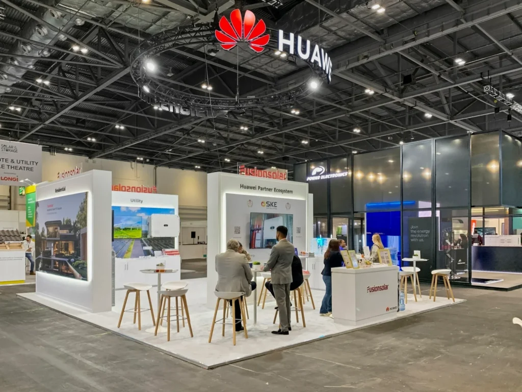 Huawei's exhibition booth at Solar & Storage LIVE London 2025.