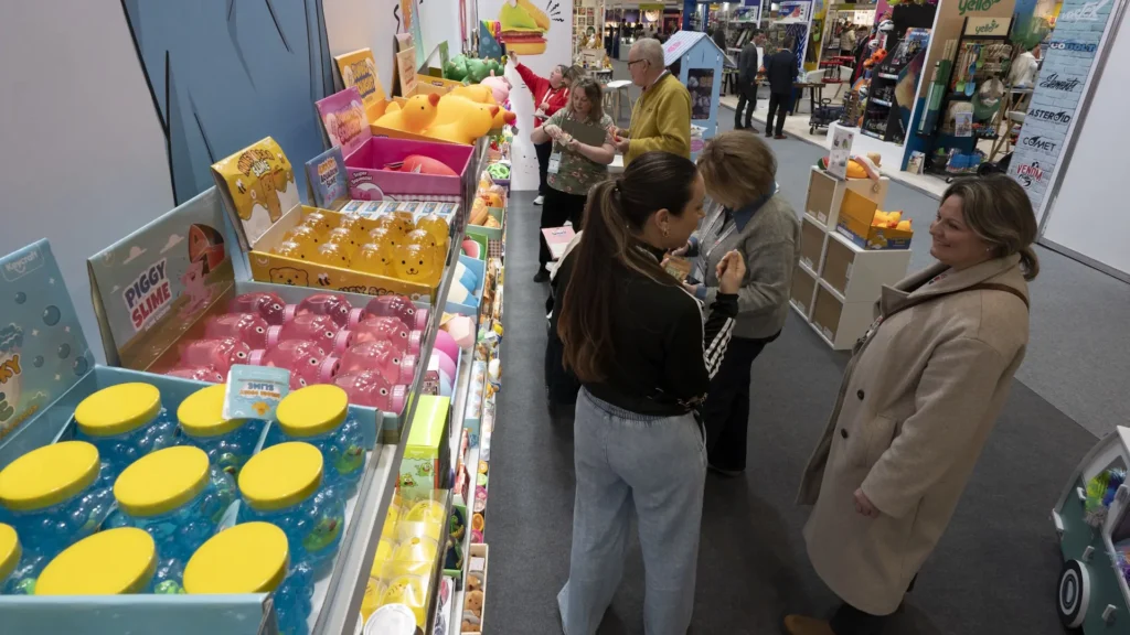 Staff engage with guests inside Keycraft's stand at Spring Fair 2026, designed and built by Booth Exhibits™.