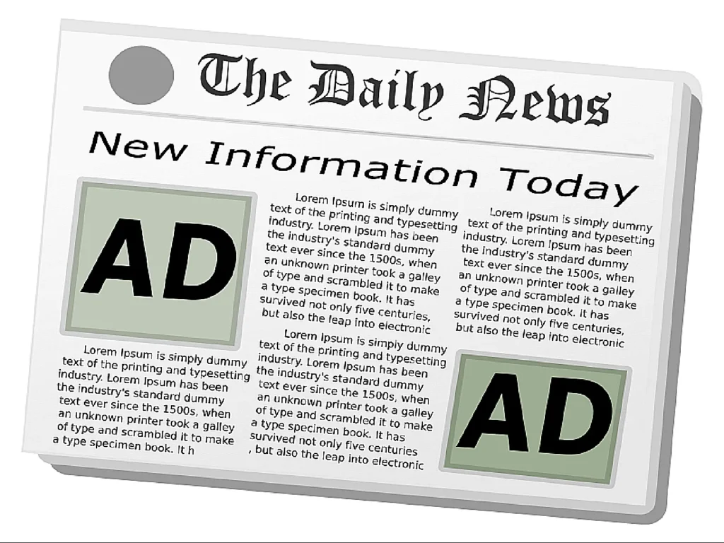A cartoon representation of a newspaper.