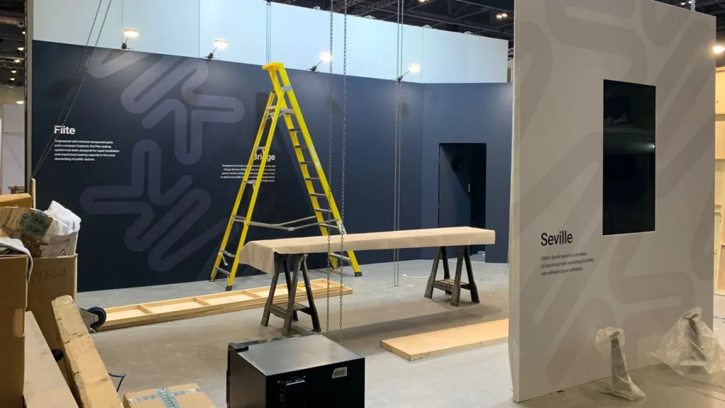 Set up of OMK's exhibition stand designed by Booth Exhibits™ at PTE World 2026.