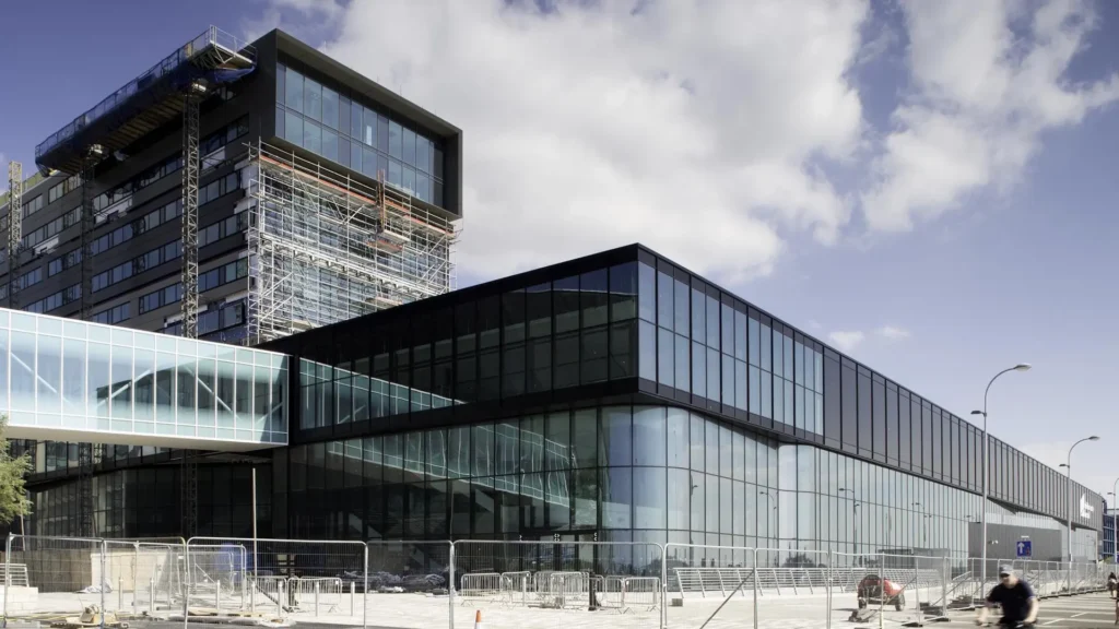 Exterior of the Liverpool Exhibition Centre during construction.