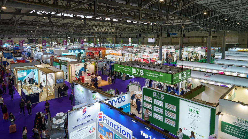 An exhibition floor featuring various kinds of stands.