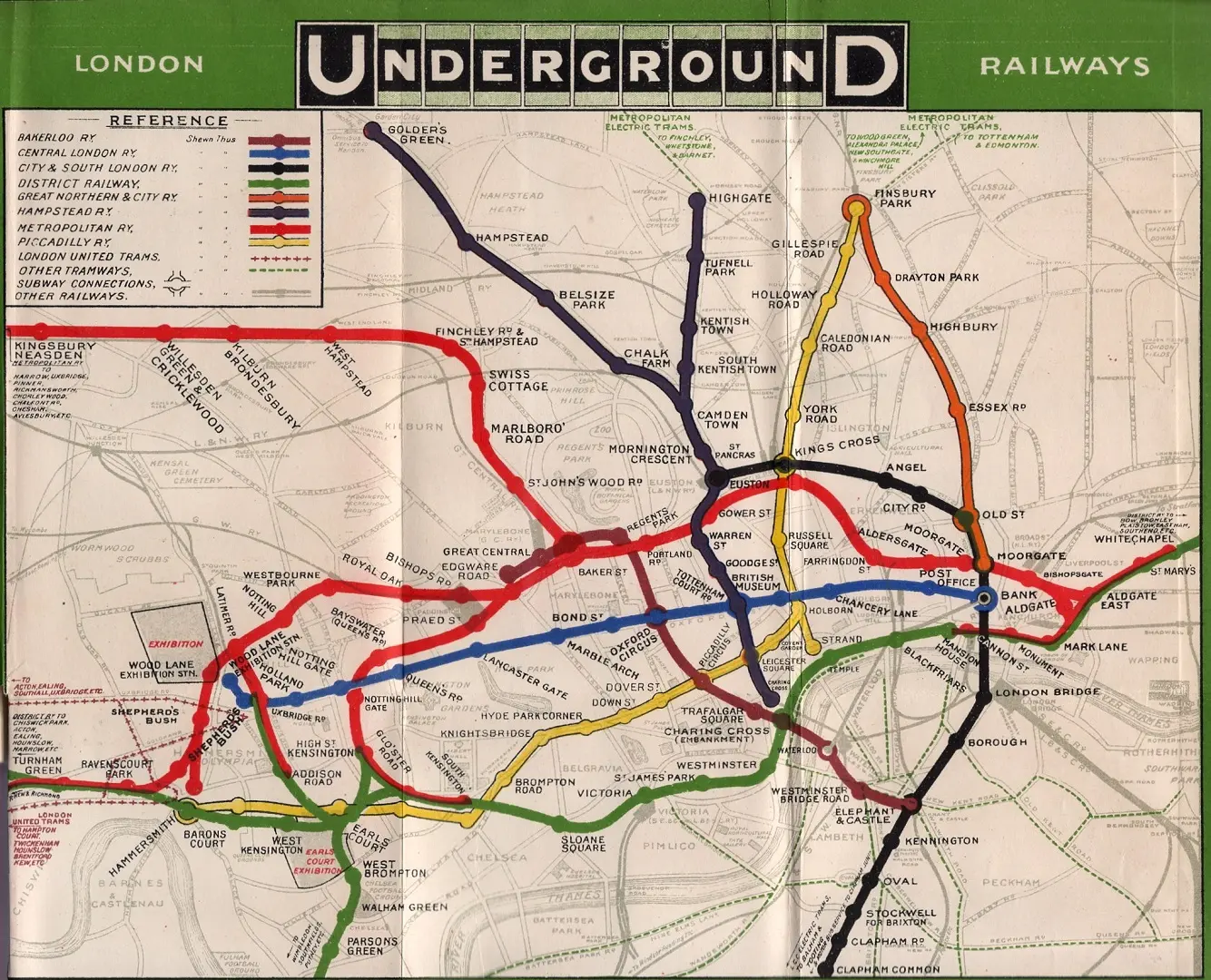 A vintage map of the London underground.